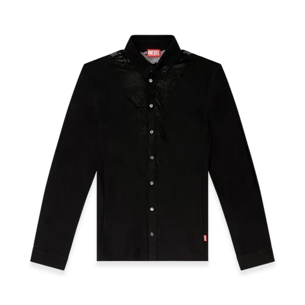 Diesel S-Sun-Plain Jersey Shirt With Devore Sweat Stains "Black"
