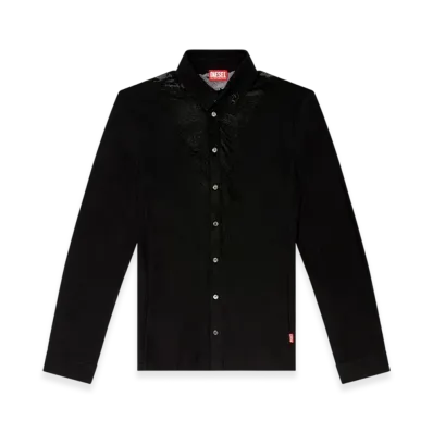 Diesel S-Sun-Plain Jersey Shirt With Devore Sweat Stains "Black"