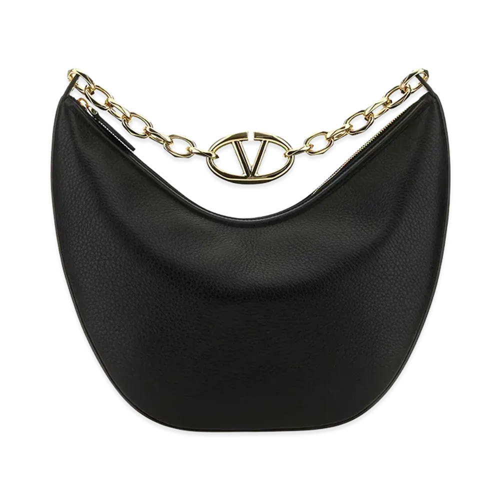 Valentino Women's Leather Medium Hobo Vlogo Moon Shoulder Bag "Black"