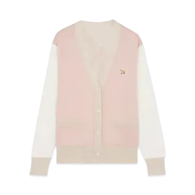 Maison Kitsune Baby Fox Patch Colorblock Cardigan "Pasture rose"