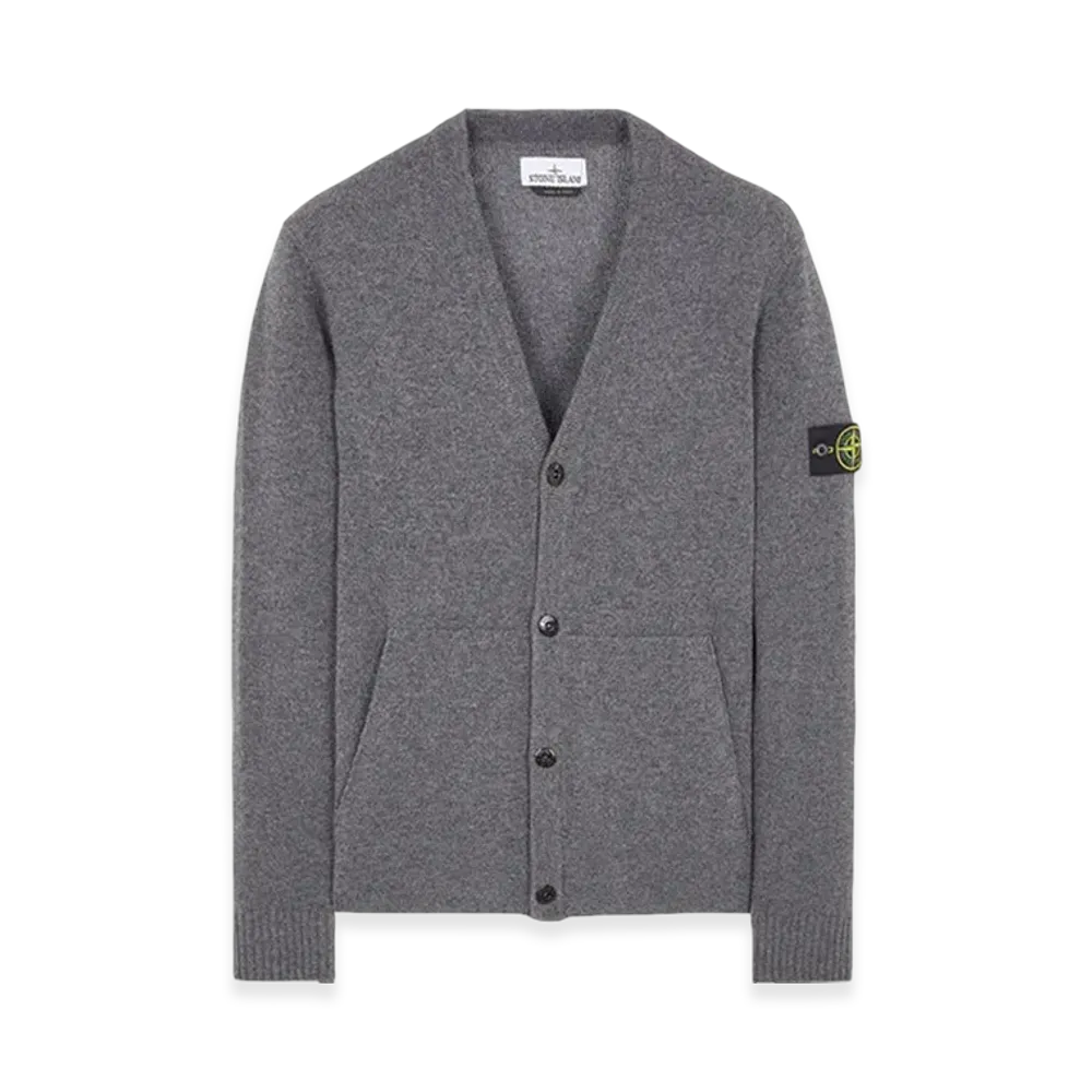 Stone Island 506A2 Geelong Wool Knit Cardigan - 23FW "Dark Grey Melange"
