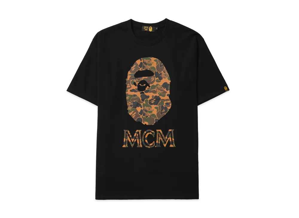 A BATHING APE / MCM Camo Ape Head Tee "Black"