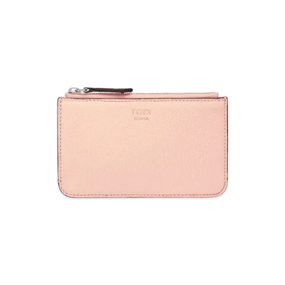 FENDI Key Case Leather Slim Clutch "Pink"