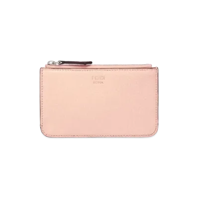 FENDI Key Case Leather Slim Clutch "Pink"