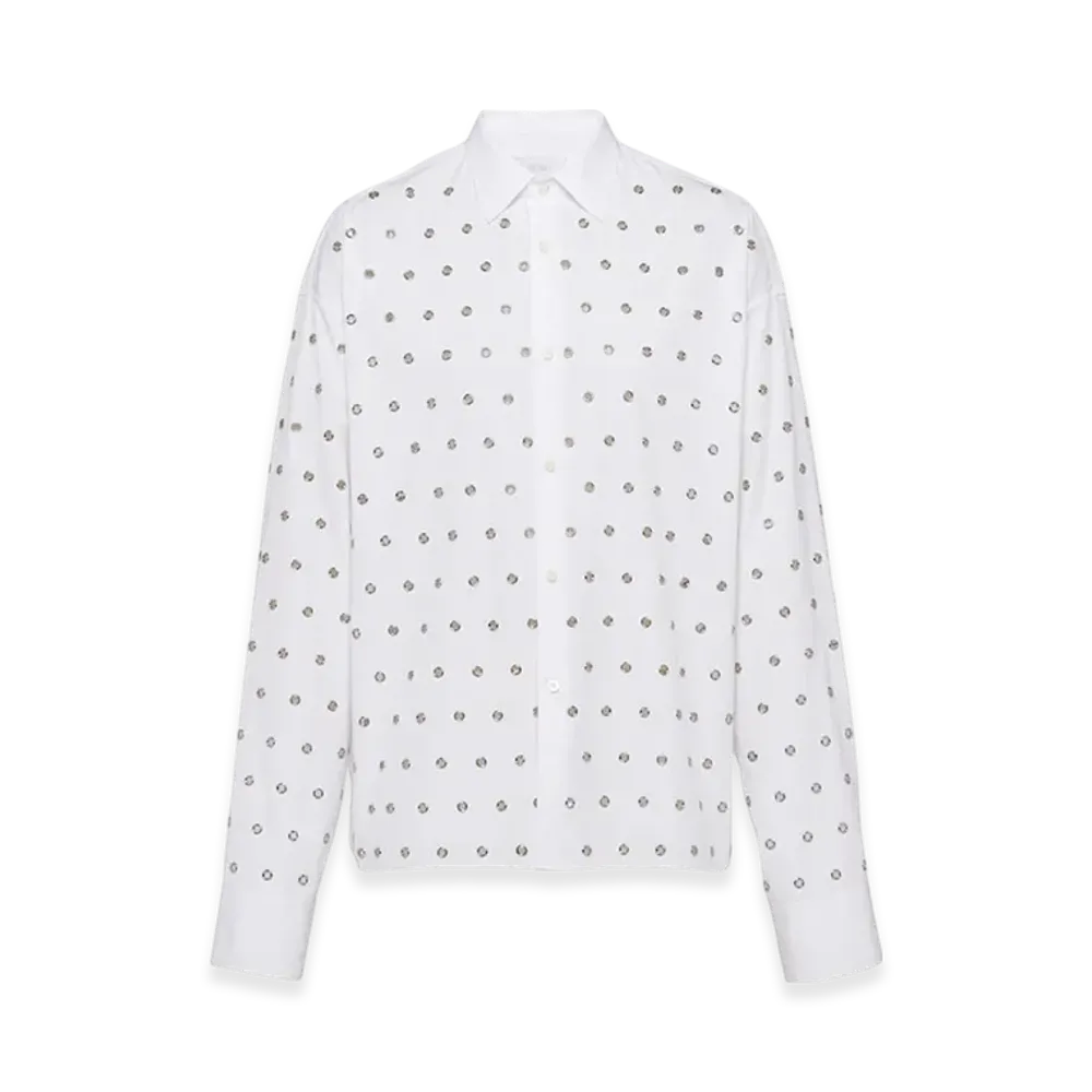 PRADA Cotton Shirt with Grommets "White"