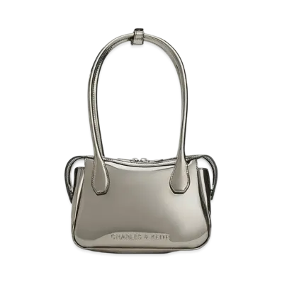 CHARLES & KEITH Bothy Textured Elongated Top-Handle Bag "Pewter"