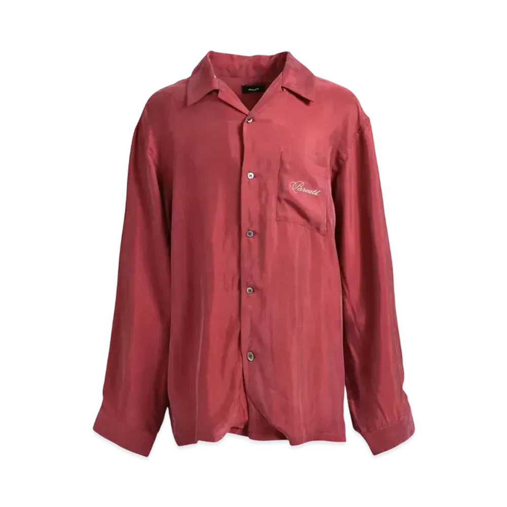 BREATH Script Logo Satin Shirt "Wine"