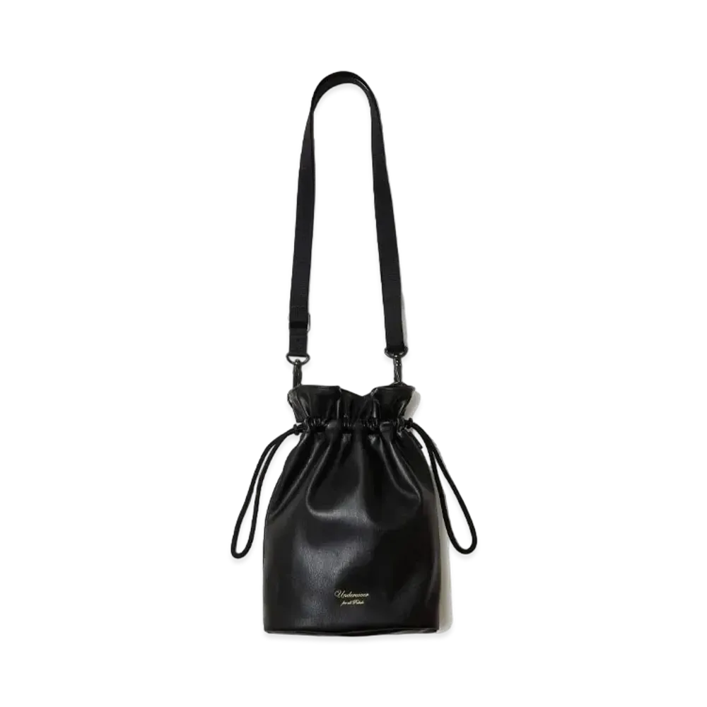 UNDERCOVER Fake Leather Shoulder Drawstring Bag "Black"