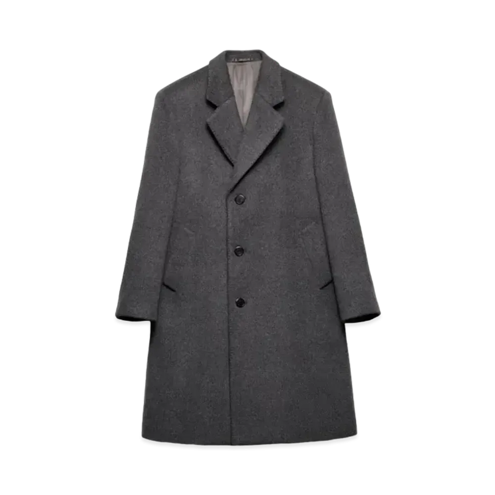PRADA Men's Single-Breasted Wool Coat "Gray"