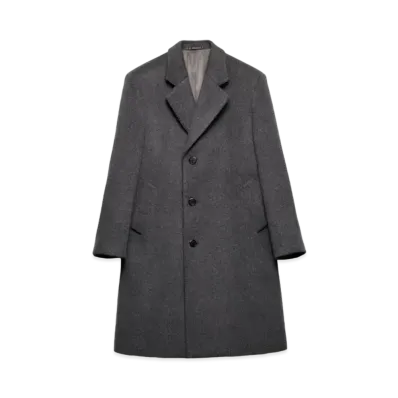 PRADA Men's Single-Breasted Wool Coat "Gray"