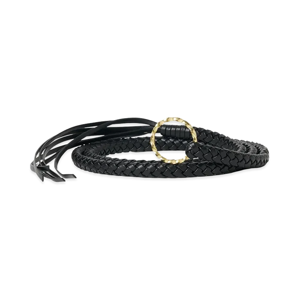 T.T Taiga Takahashi Women's Infinite Circle Hand Braided Belt "Black"