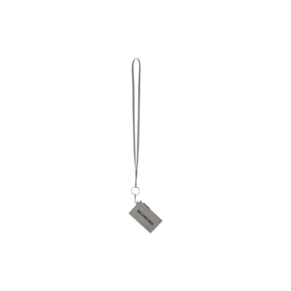 BALENCIAGA Cash Card Case On Keyring In Glitter Material "Gray"