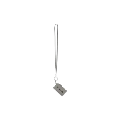 BALENCIAGA Cash Card Case On Keyring In Glitter Material "Gray"