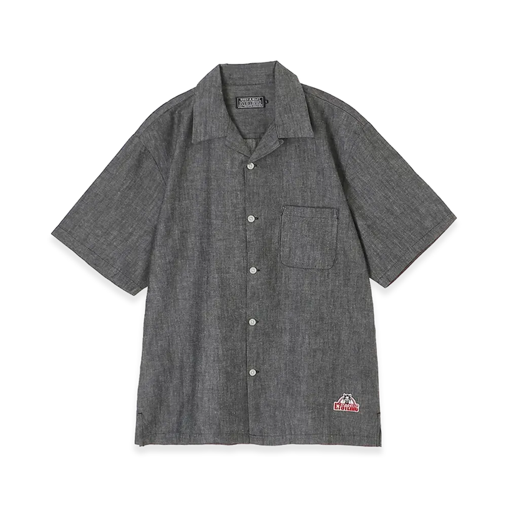 HYSTERIC GLAMOUR See No Evil Patch Open Collar Shirt "Black"