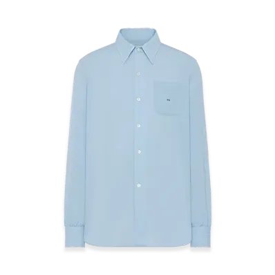 Maison Margiela Virgin Wool Long Sleeve Shirt "Light Blue"