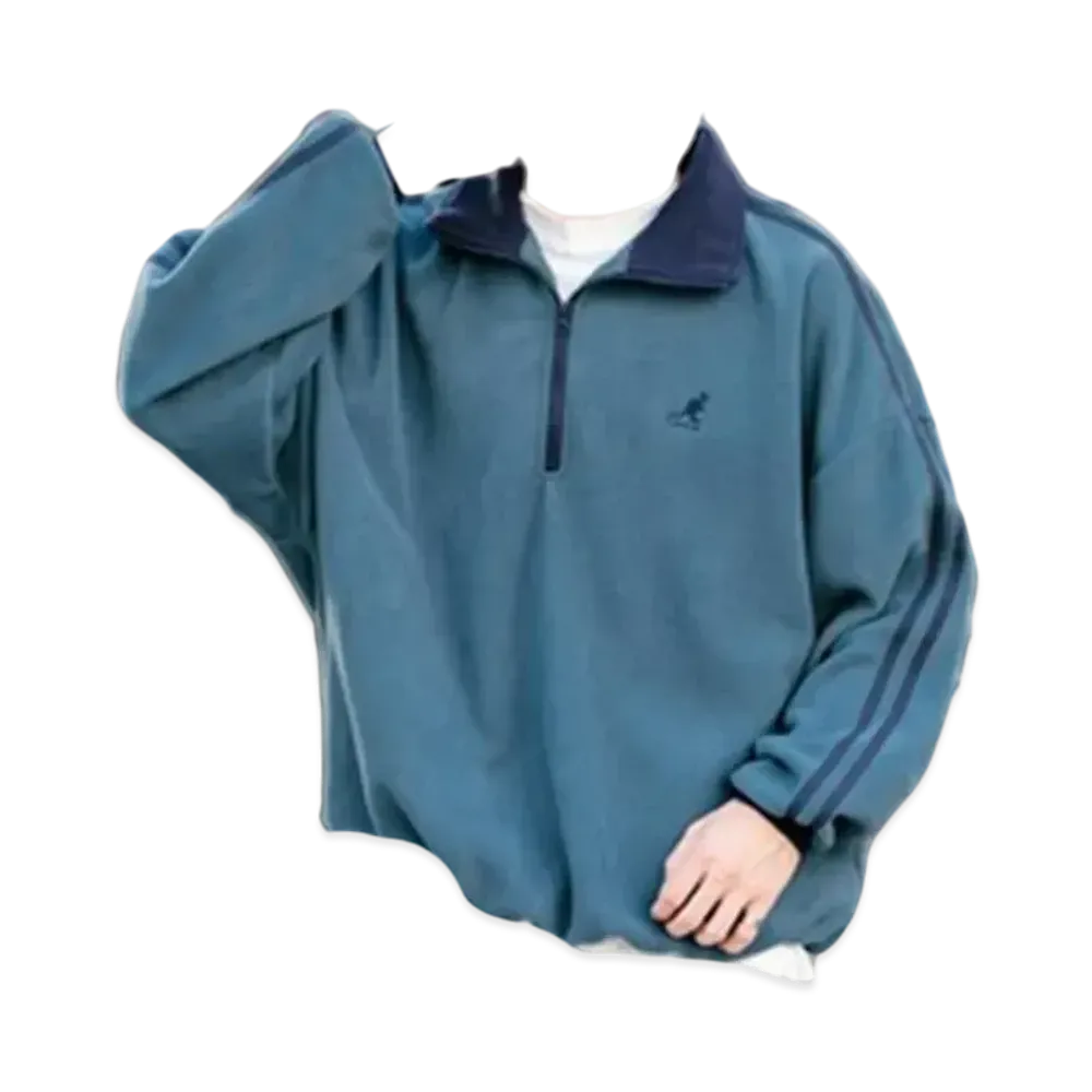 KANGOL Rocky Monroe Exclusive Micro Fleece Half Zip Sweatshirt "Blue1"