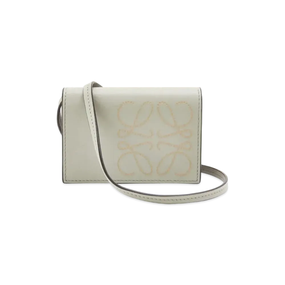 LOEWE Brand Cardholder In Classic Calfskin "Light Green / Dark Gold"