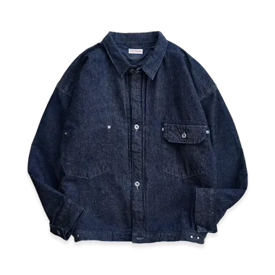 NICENESS Thornhill Raw Denim Tracker Jacket "Indigo"