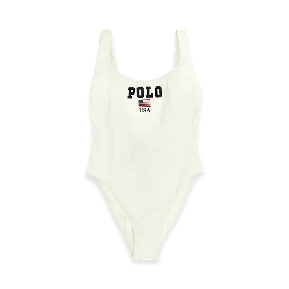 Polo Ralph Lauren Women's Polo One-Piece Swimsuit "White"