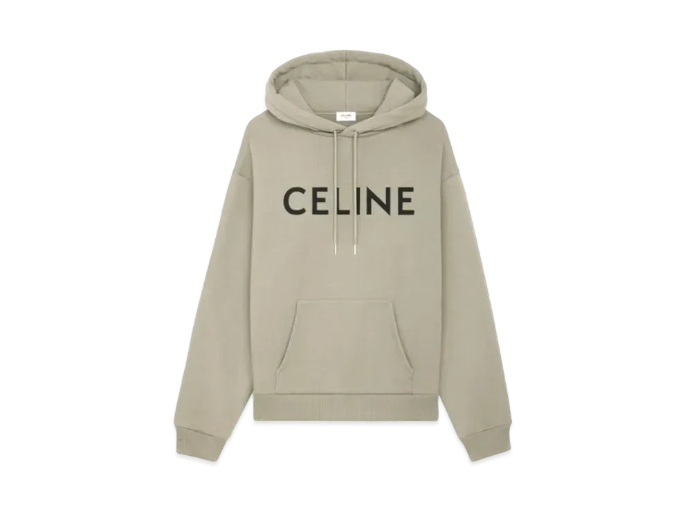 CELINE Hoodie In Cotton Fleece "Kaki/Black"