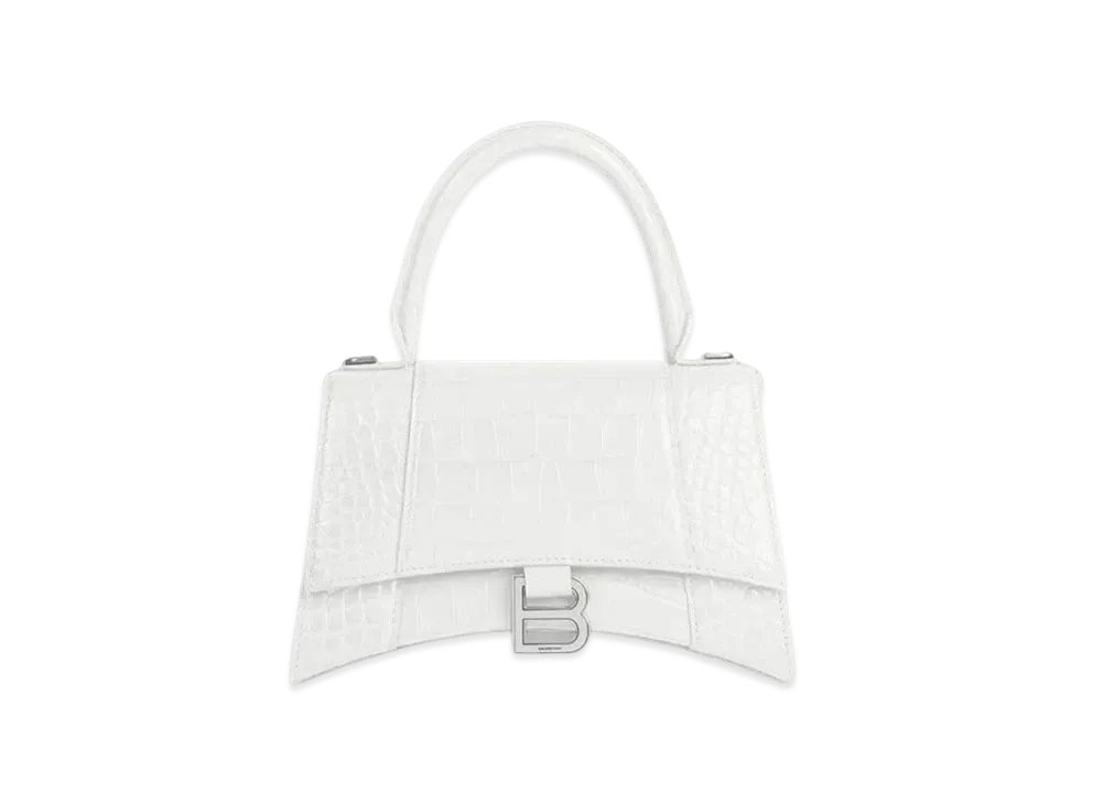 BALENCIAGA Women's Hourglass Small Top Handle Bag "White"