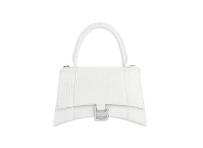BALENCIAGA Women's Hourglass Small Top Handle Bag "White"