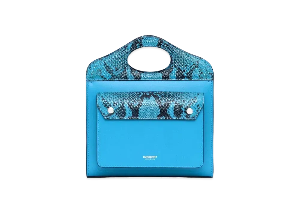 Burberry Mini Leather & Python Rint Pocket Bag "Bright Sky Blue"