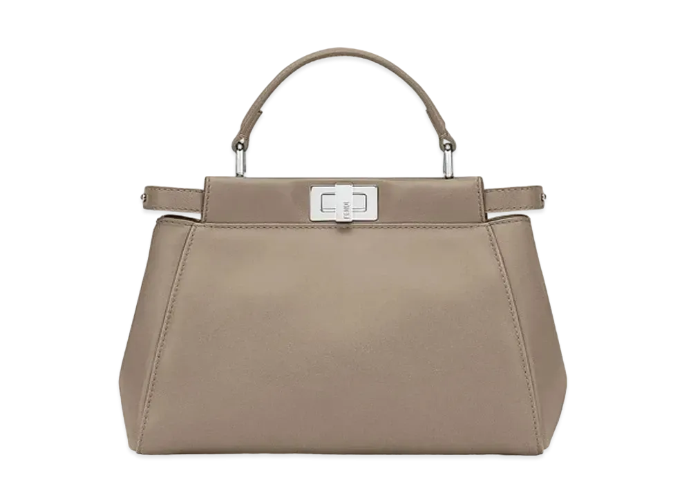 FENDI Peekaboo Mini Leather Hand Bag "Dove gray"