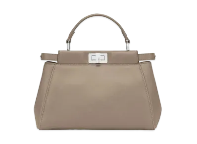 FENDI Peekaboo Mini Leather Hand Bag "Dove gray"