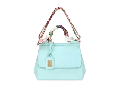 Dolce&Gabbana Sicily Bag Medium Dauphine Calfskin Scarf "Blue"