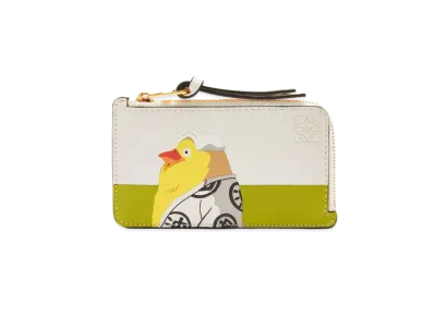 LOEWE x Spirited Away Otori-sama Coin Cardholder In Classic Calfskin "Soft White/Lemon Zest"