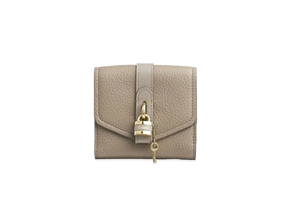 Chloe Aby Square Wallet In Grained & Shiny Calfskin "Motty Grey"