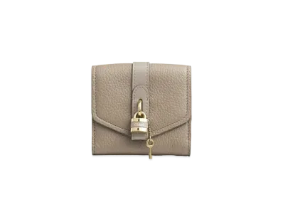 Chloe Aby Square Wallet In Grained & Shiny Calfskin "Motty Grey"