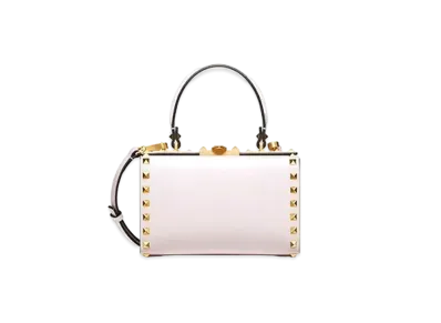 Valentino Rock Studs Alcove Grain Calfskin Box Bag "Rose Quartz"
