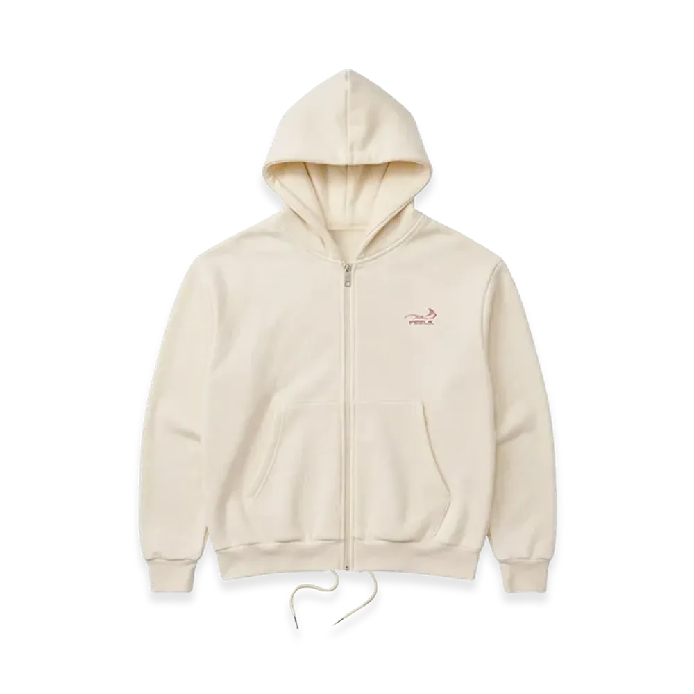 FEELS. Premium Weight Zip Up Hoodie "Cream"