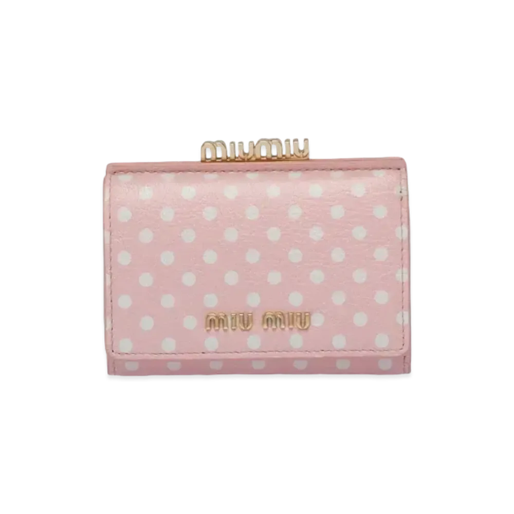 MIU MIU Print Madras Leather Wallet "Gem/White"