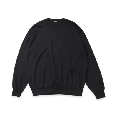 A.PRESSE Wool Cotton High Gauge Crew Neck Sweater "Black"