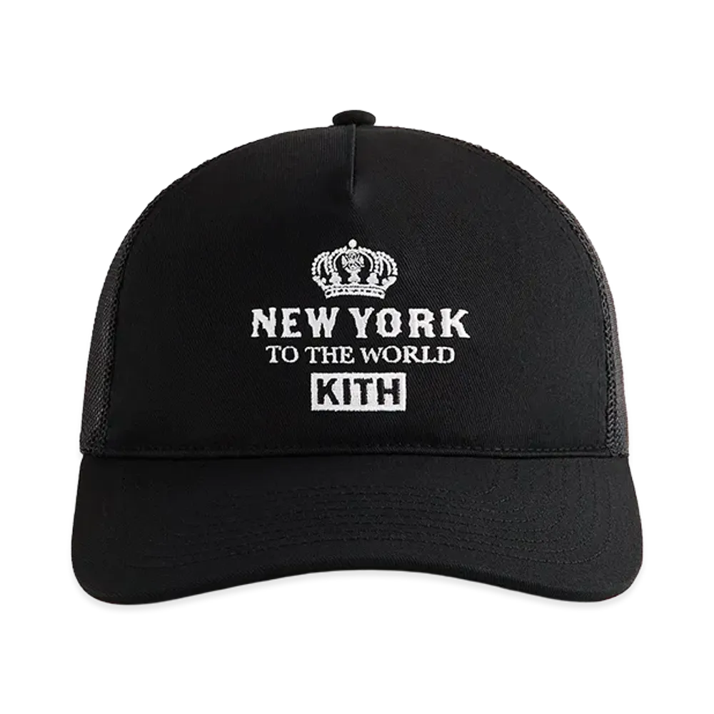 Kith New York To The World Relaxed Twill Nolan Trucker Hat "Black"