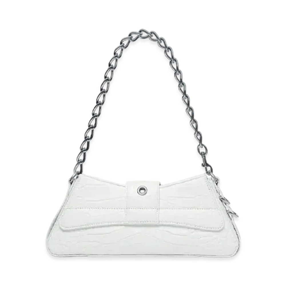 BALENCIAGA Lindsey Cross Body Bag Crocodile "White"