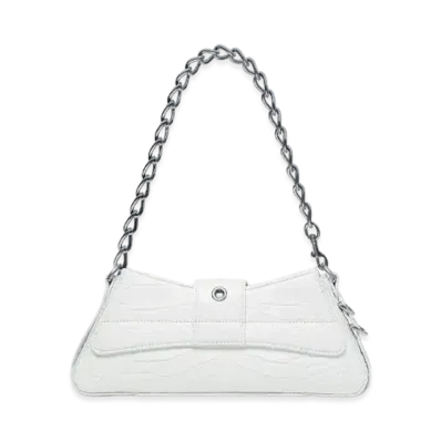BALENCIAGA Lindsey Cross Body Bag Crocodile "White"