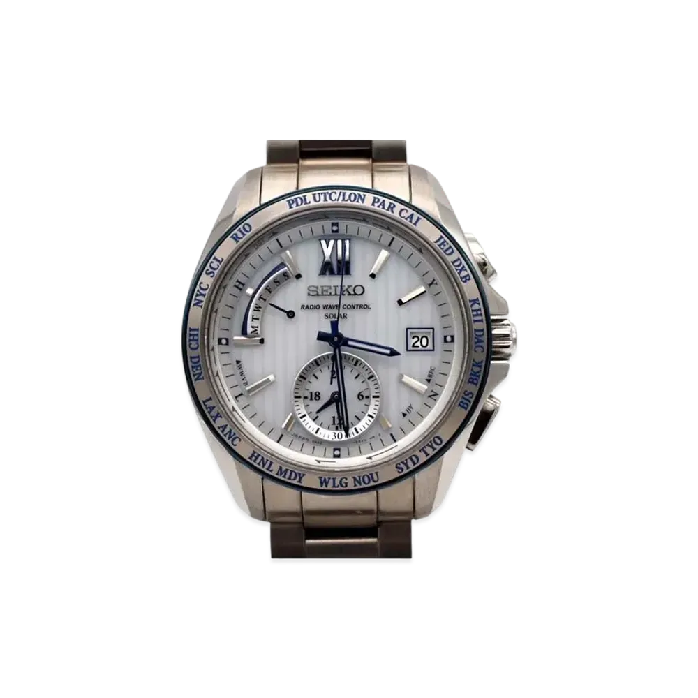 SEIKO Brights Solar Radio World Time "Silver" SAGA143