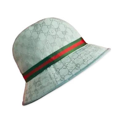PALACE GUCCI GG-P Canvas Fedora With Web And Logo Detail "Pale Blue"