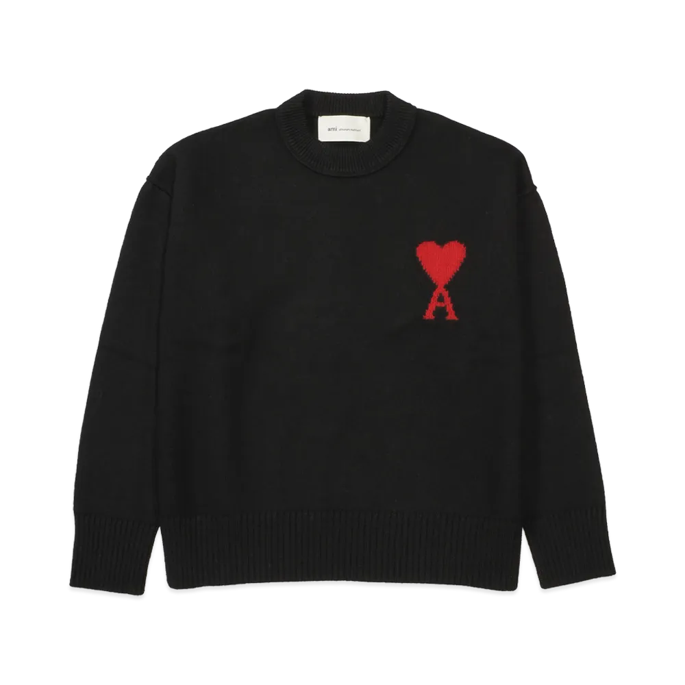 AMI PARIS Ami De Coeur Crewneck Sweater In Wool "Black"
