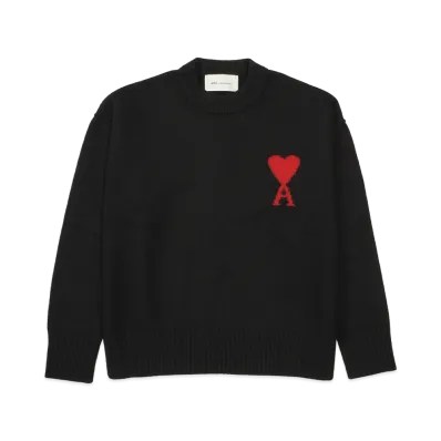 AMI PARIS Ami De Coeur Crewneck Sweater In Wool "Black"