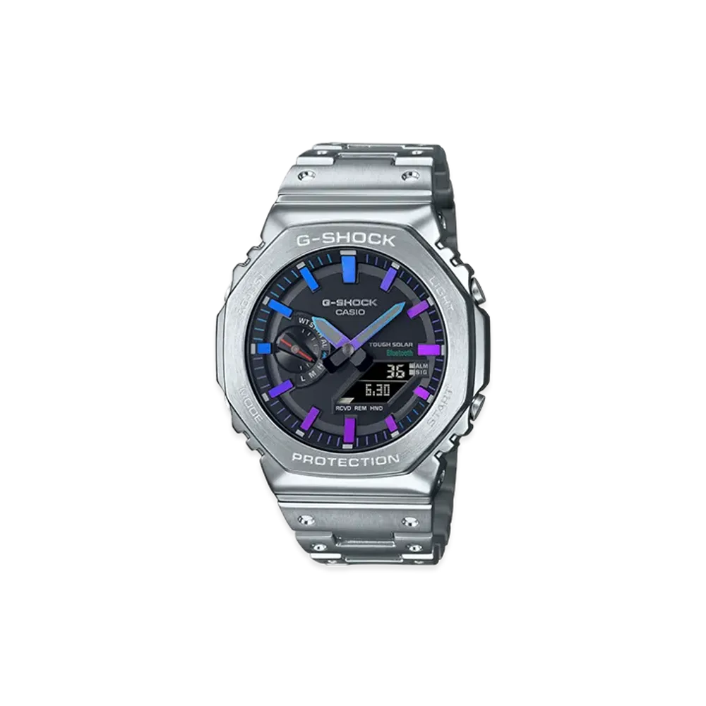 Casio G-Shock 2100 Series Mobile Link Analog-Digi Solar M Watch "Silver"