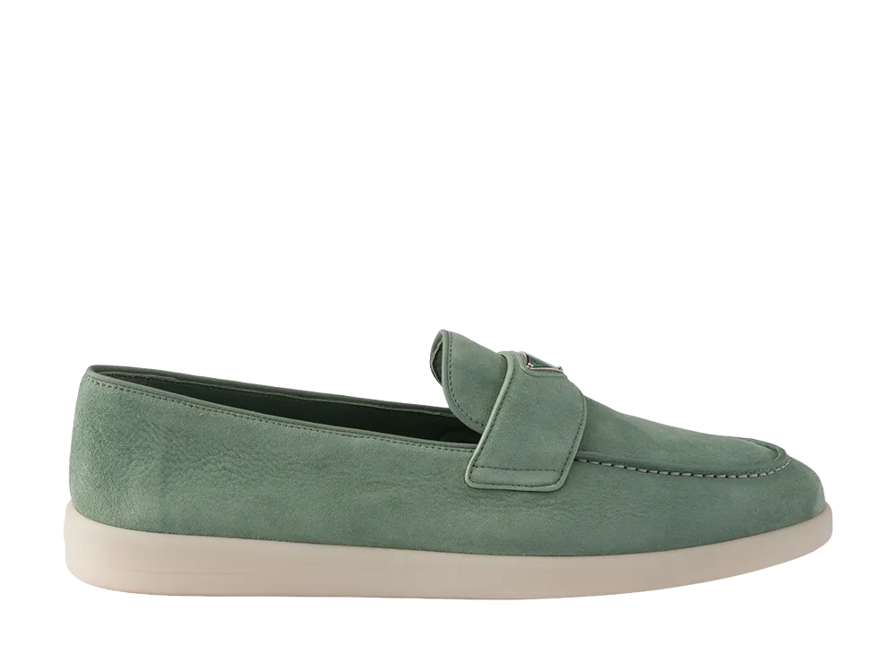 PRADA Suede Loafers "Sage Green"