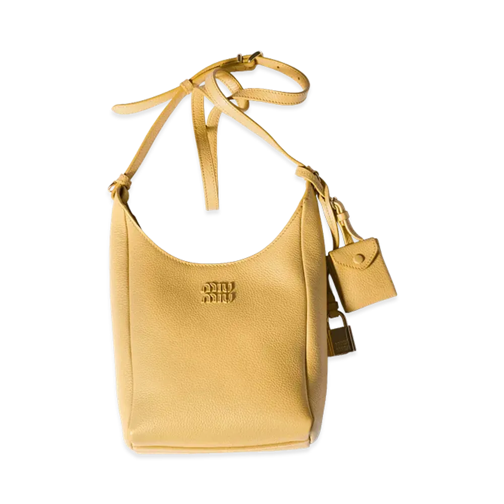 MIU MIU Leather Bucket Bag "Genista Yellow/Olive Green"