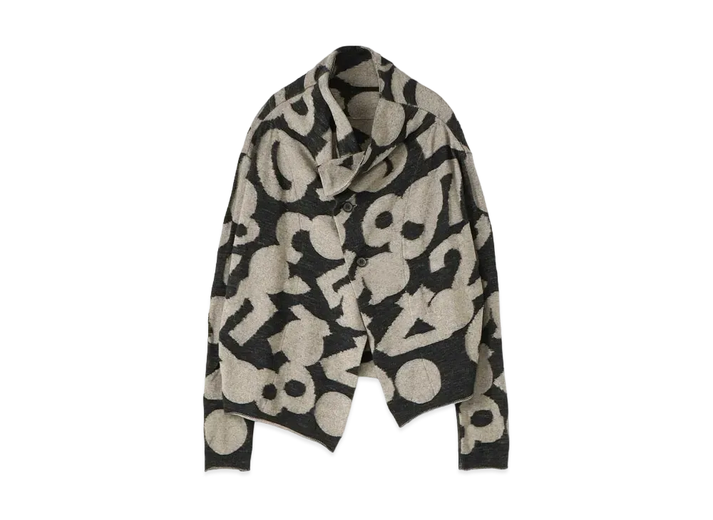 Yohji Yamamoto Y's DOT NUMBER LINKS OFF NECK BUTTON SHORT LENGTH CARDIGAN "Navy"