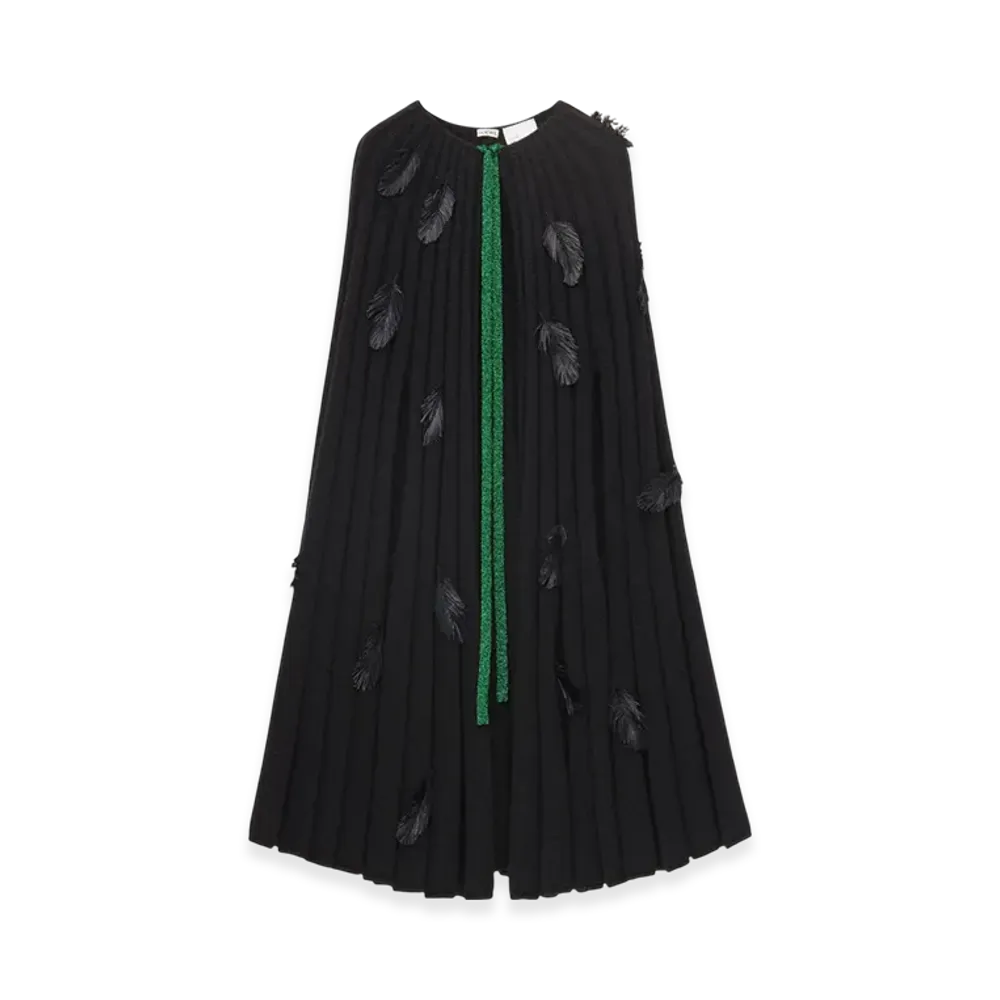 LOEWE x Howl's Moving Castle Feathers Cape in Mohair And Wool Blend "Black"