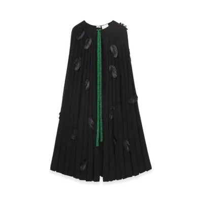 LOEWE x Howl's Moving Castle Feathers Cape in Mohair And Wool Blend "Black"
